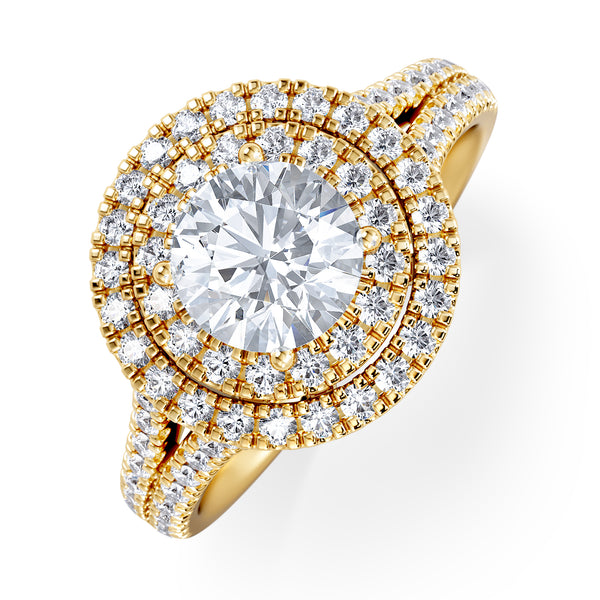 Camilla GIA Diamond Halo Engagement Ring in 18K Gold 2.15ct G/VS2